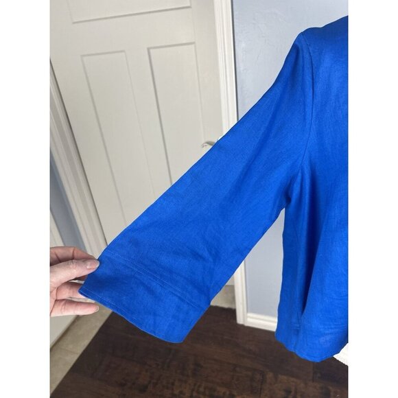 Vintage Y2K Richard Malcolm Cobalt Blue Jacket Size Large 100% Linen Button - Picture 5 of 12